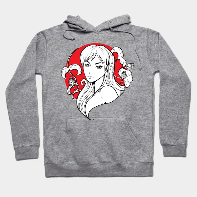 Manga Red Sun Girl #1 Hoodie by runcatrun